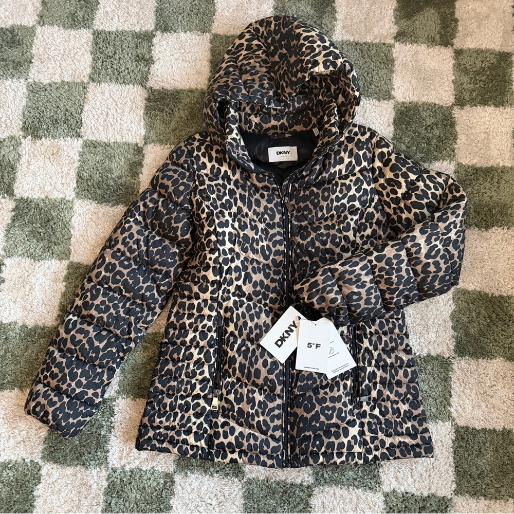 DKNY Women’s Puffer Leopard Jacket